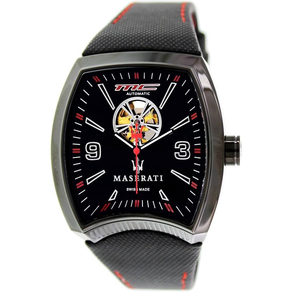 Corsa Black Leather Automatic Watch - Area Trend