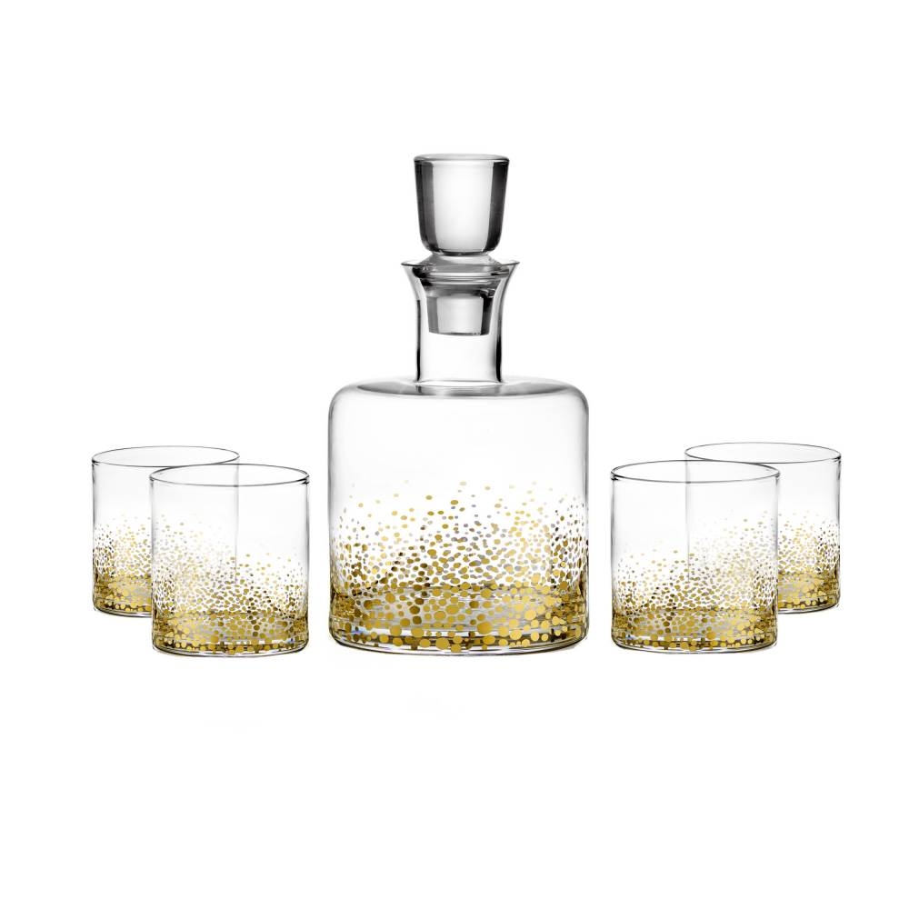 Gold Luster Whiskey Decanter Set of 5 | Jay Companies