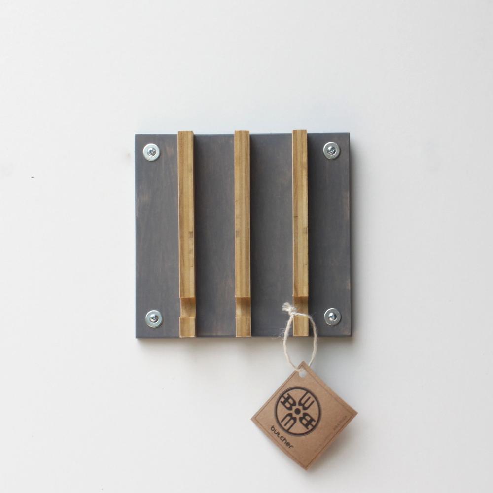 industrial modern key rack 3 hooks wood butcher designs