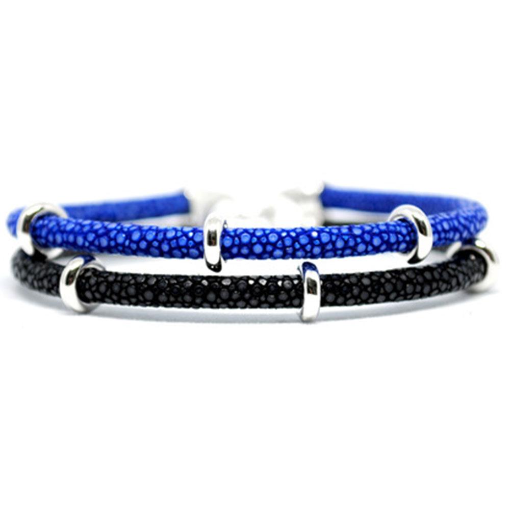 Double Stingray Bracelet | Blue/Black & Silver | Double Bone