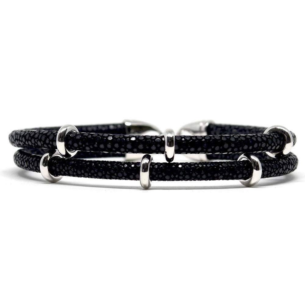Double Stingray Bracelet | Black & Silver | Double Bone