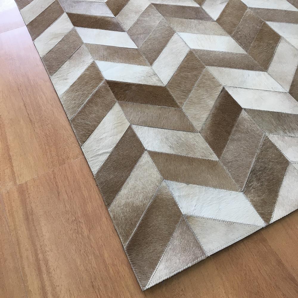 Handmade Leather Brown Ivory Rug Rugs